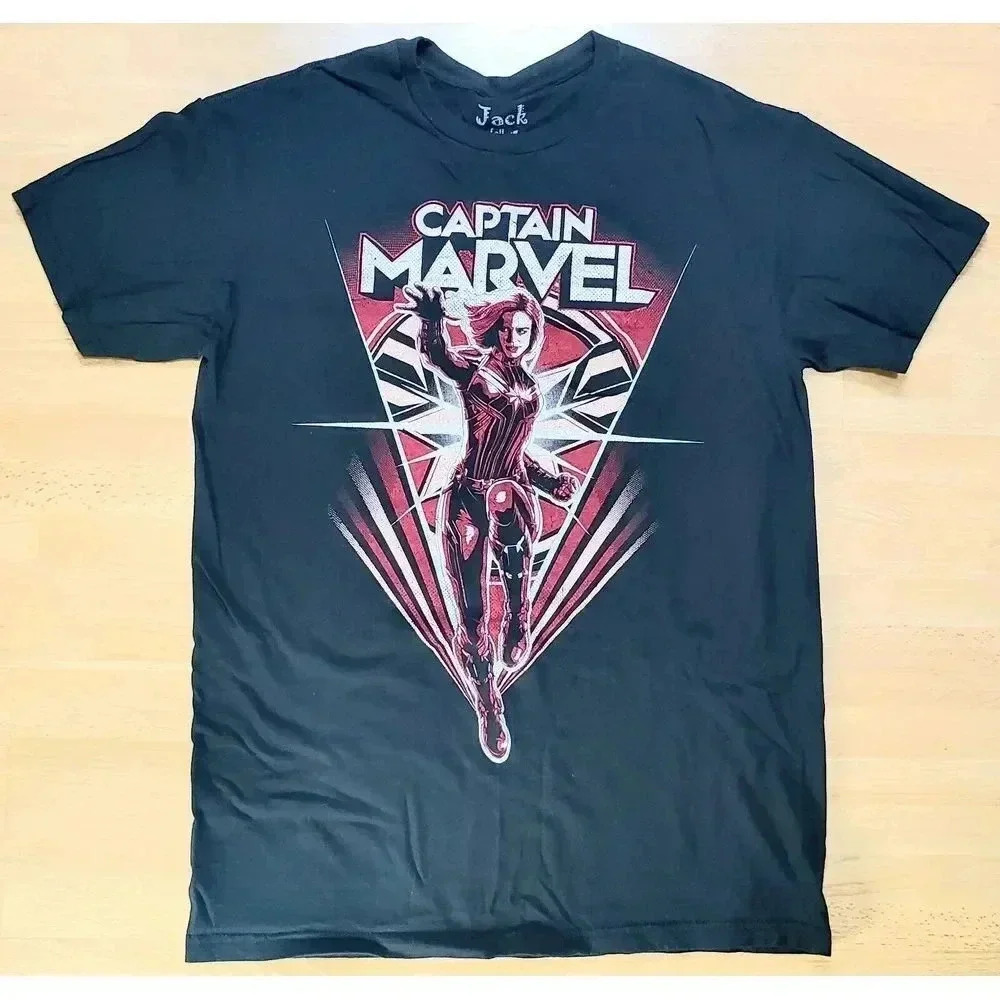 Captain Marvel Black Graphic Super Hero T Shirt Jack Of All  Trades Size Medium